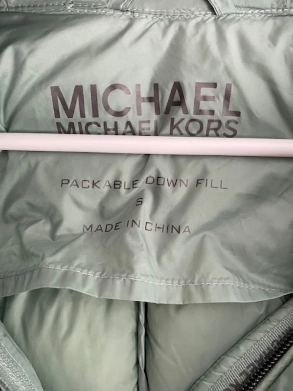 Michael Kors Packable 90% Down Puffer Jacket Hooded Sage Green Small - Picture 2 of 11